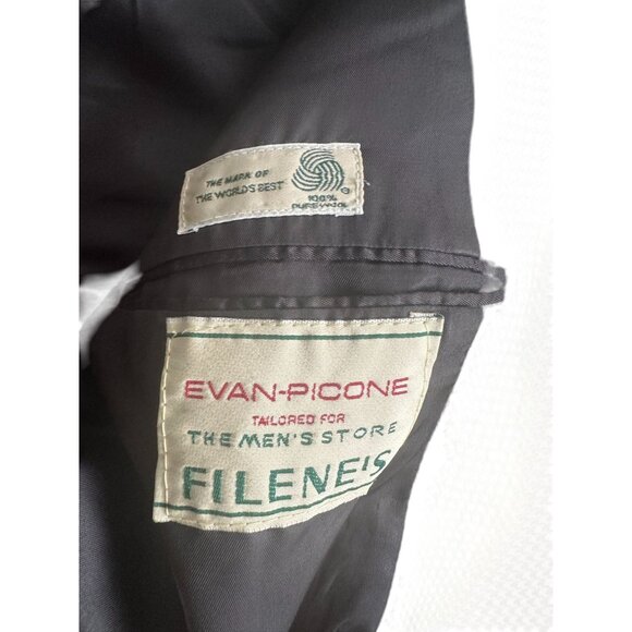 EVAN PICONE Men's Vintage Filenes Black Houndstooth Wool Blazer Jacket Size 44 L - Picture 6 of 10